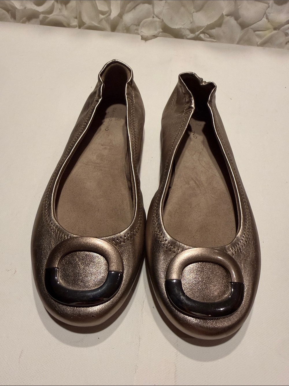Bandolino Metallic Bronze Ballet Flats with Decorative Buckle